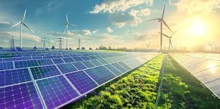 A vast field of solar panels harnessing the sun's energy under a bright sky.