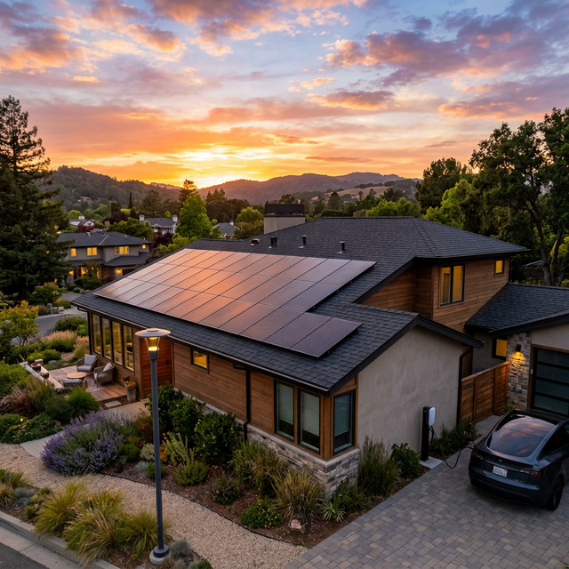Detailed view of a solar panel on a rooftop